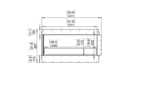 Ecosmart Fire Flex 50LC Left Corner Fireplace Insert - Black Finish / Stainless Steel Burner - ESF.FX.50LC